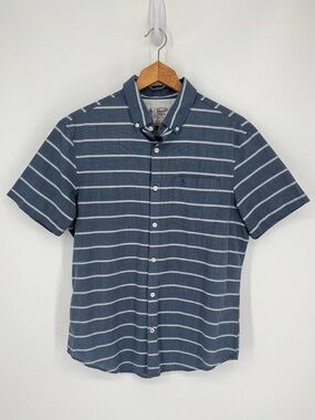 Original Penguin Blue Striped Short Sleeve  Button-Down Shirt Men’s Size Medium